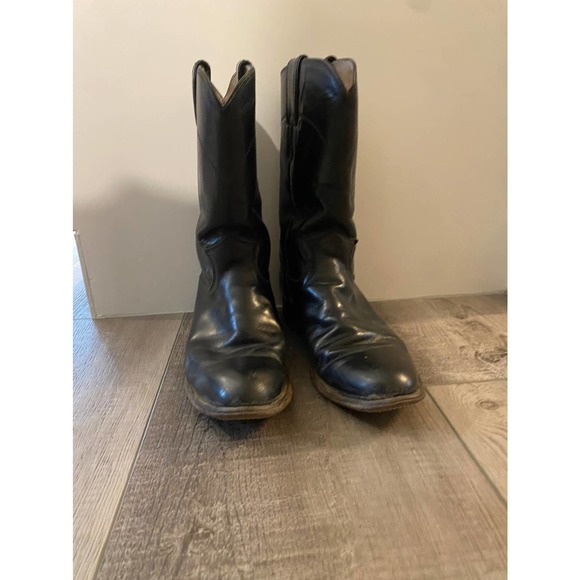 Justin Black Leather Cowboy Boots Mens Size 7 B Style L3703 USA - Picture 3 of 6